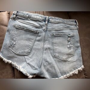 Eunina Light Wash Distressed Booty Denim Shorts